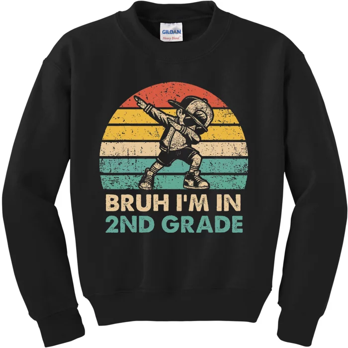 Second Grade Dabbing Boy Bruh IM In 2nd Grade Students = Kids Sweatshirt