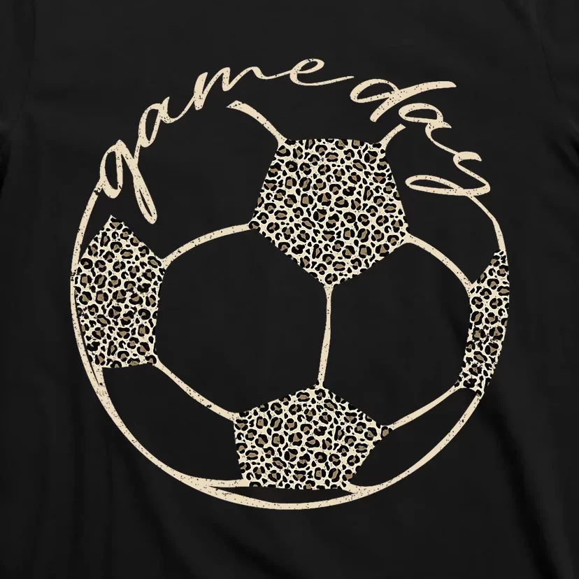 Soccer Game Day Women Leopard Cheetah Print Soccer Fan T-Shirt