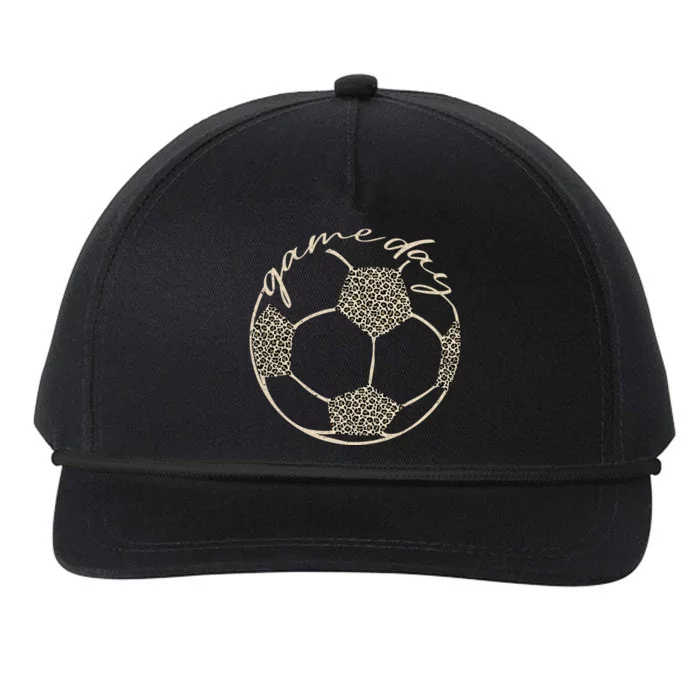 Soccer Game Day Women Leopard Cheetah Print Soccer Fan Snapback Five-Panel Rope Hat