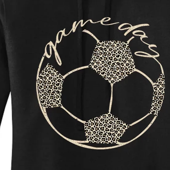 Soccer Game Day Women Leopard Cheetah Print Soccer Fan Women's Pullover Hoodie