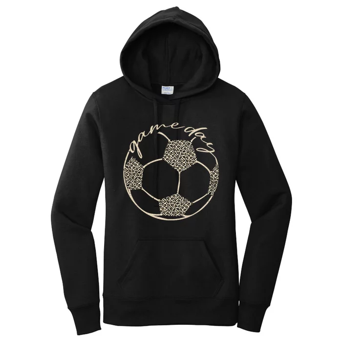 Soccer Game Day Women Leopard Cheetah Print Soccer Fan Women's Pullover Hoodie