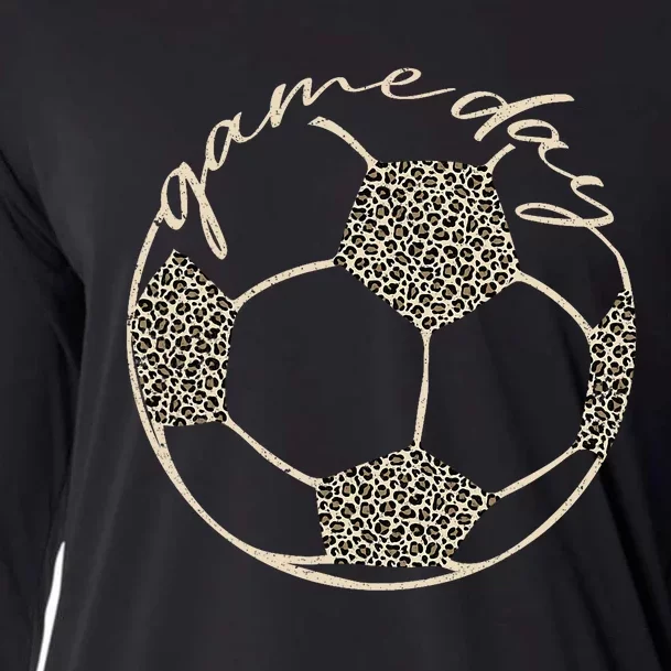 Soccer Game Day Women Leopard Cheetah Print Soccer Fan Cooling Performance Long Sleeve Crew