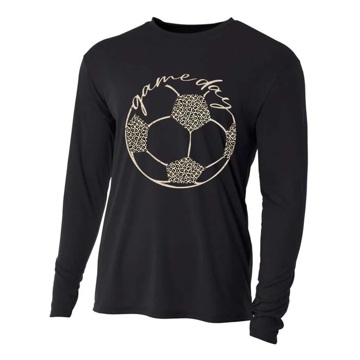 Soccer Game Day Women Leopard Cheetah Print Soccer Fan Cooling Performance Long Sleeve Crew