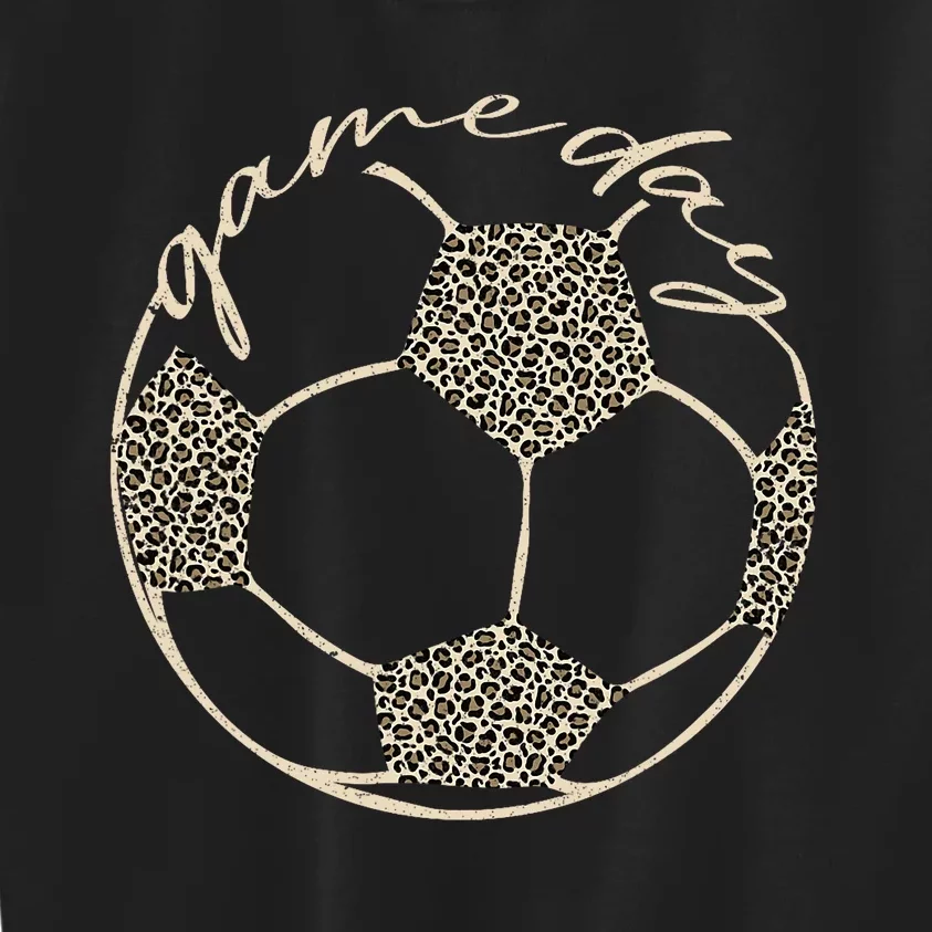 Soccer Game Day Women Leopard Cheetah Print Soccer Fan Kids Sweatshirt