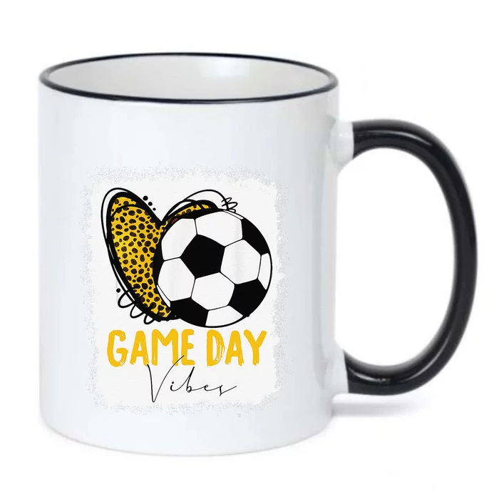 Soccer Game Day Vibes Leopard Soccer Mom Game Day Black Color Changing Mug