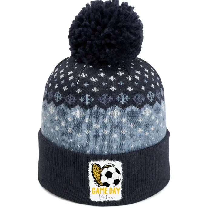 Soccer Game Day Vibes Leopard Soccer Mom Game Day The Baniff Cuffed Pom Beanie