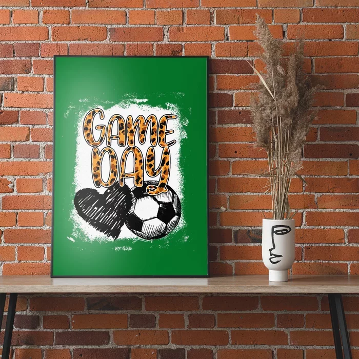 Soccer Game Day Women Leopard Cheetah Print Soccer Fan Poster