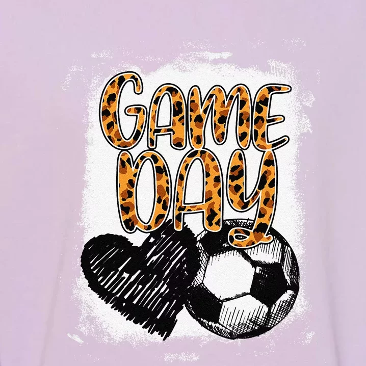 Soccer Game Day Women Leopard Cheetah Print Soccer Fan Garment-Dyed Sweatshirt