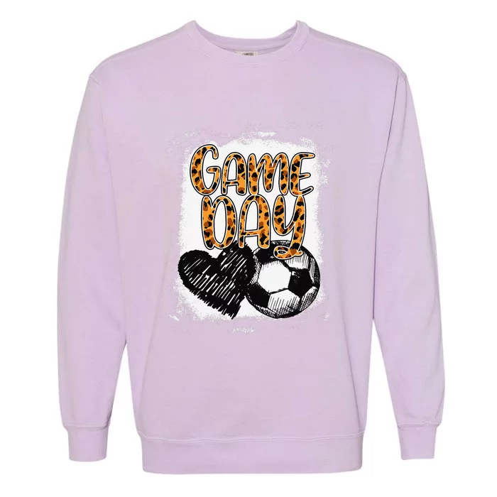 Soccer Game Day Women Leopard Cheetah Print Soccer Fan Garment-Dyed Sweatshirt