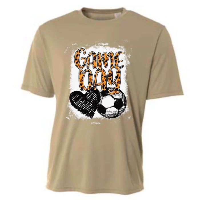 Soccer Game Day Women Leopard Cheetah Print Soccer Fan Cooling Performance Crew T-Shirt