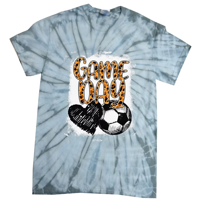 Soccer Game Day Women Leopard Cheetah Print Soccer Fan Tie-Dye T-Shirt