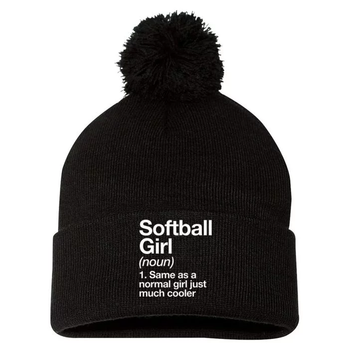 Softball Girl Definition Funny & Sassy Sports Pom Pom 12in Knit Beanie