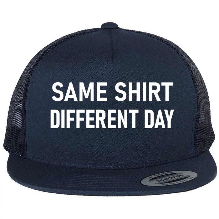 Same Gift Different Day Funny Joke Sarcastic Family Cool Gift Flat Bill Trucker Hat