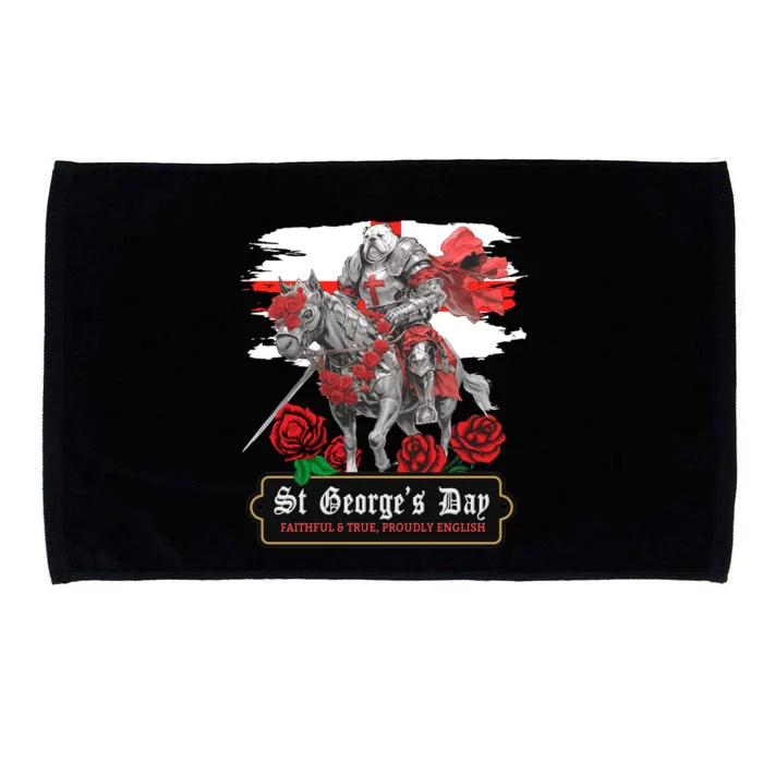 St Georges Day British Bulldog Idea And English Flag Gift Microfiber Hand Towel