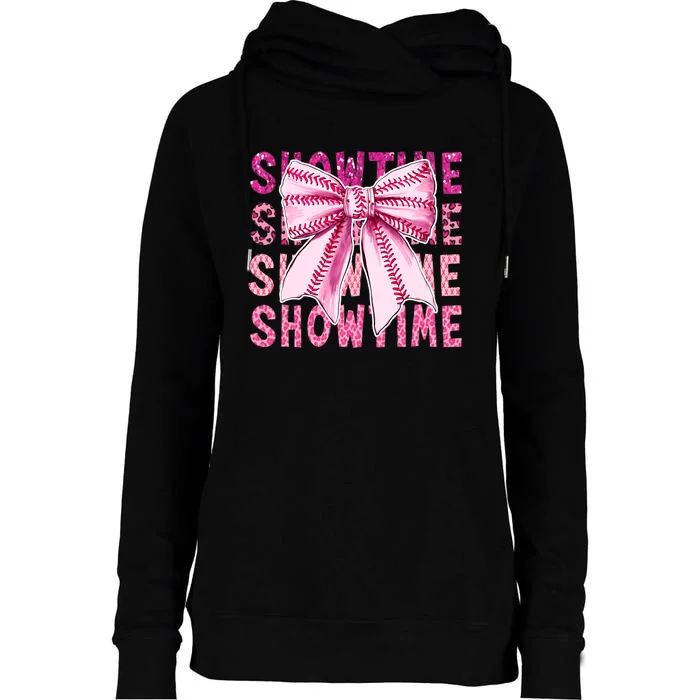 Showtime Game Day Baseball Team Coquette Womens Funnel Neck Pullover Hood