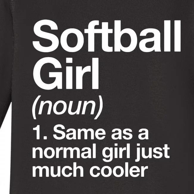 Softball Girl Definition Funny Baby Long Sleeve Bodysuit