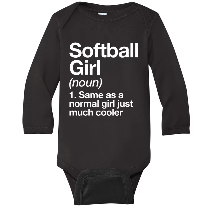 Softball Girl Definition Funny Baby Long Sleeve Bodysuit