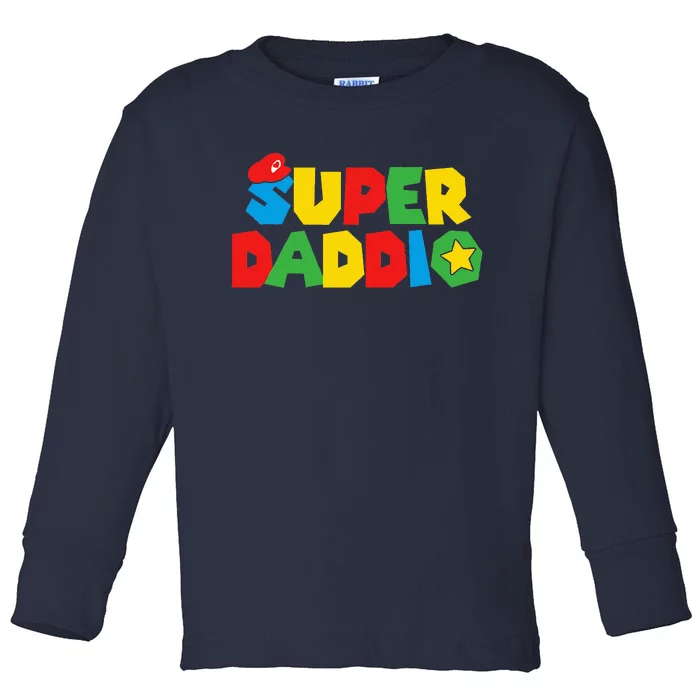 Super Gamer Dad Unleashed Celebrating Fatherly Powers Toddler Long Sleeve Shirt