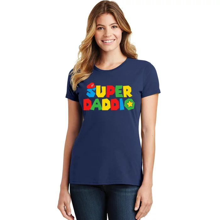 Super Gamer Dad Unleashed Celebrating Fatherly Powers Women's T-Shirt