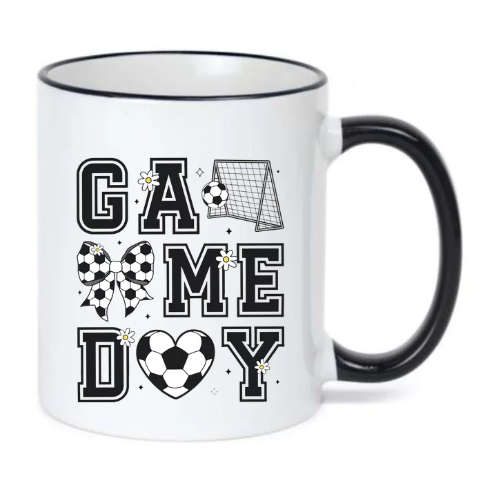 Soccer Game Day Coquette Bow Black Color Changing Mug