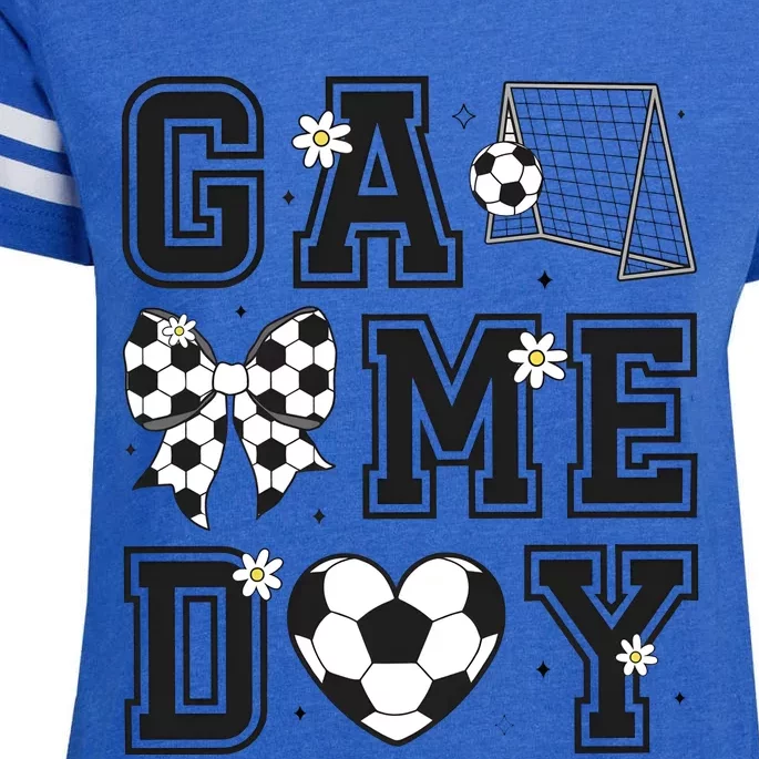 Soccer Game Day Coquette Bow Enza Ladies Jersey Football T-Shirt