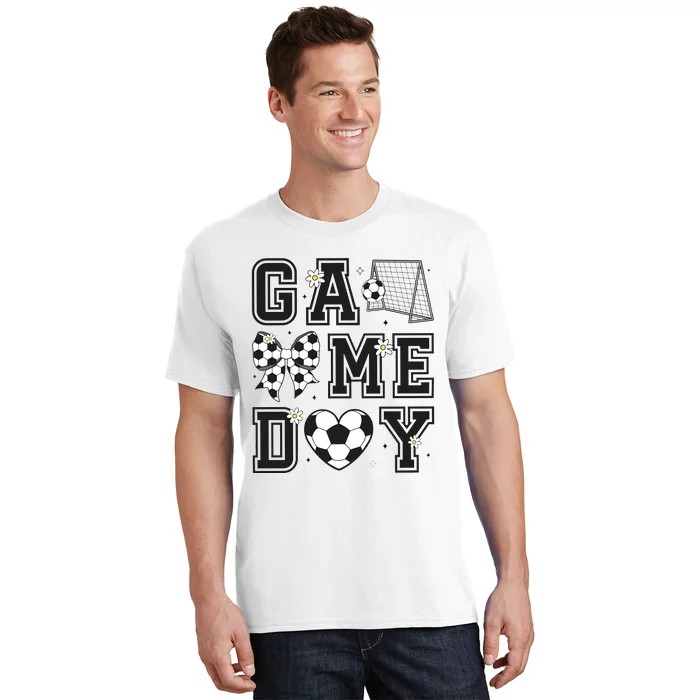 Soccer Game Day Coquette Bow T-Shirt