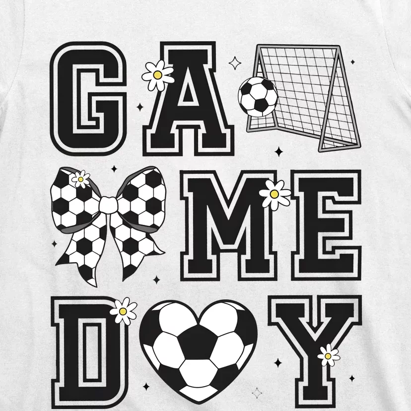 Soccer Game Day Coquette Bow T-Shirt