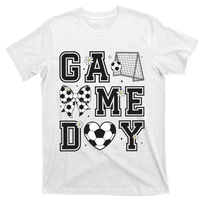 Soccer Game Day Coquette Bow T-Shirt