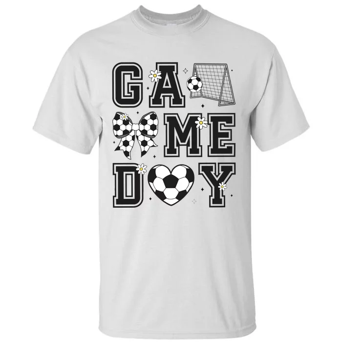 Soccer Game Day Coquette Bow Tall T-Shirt