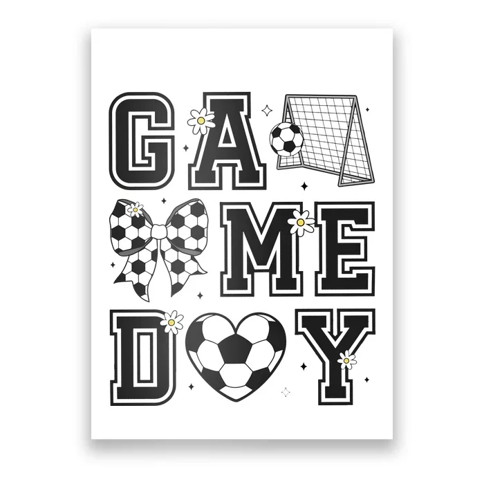 Soccer Game Day Coquette Bow Poster