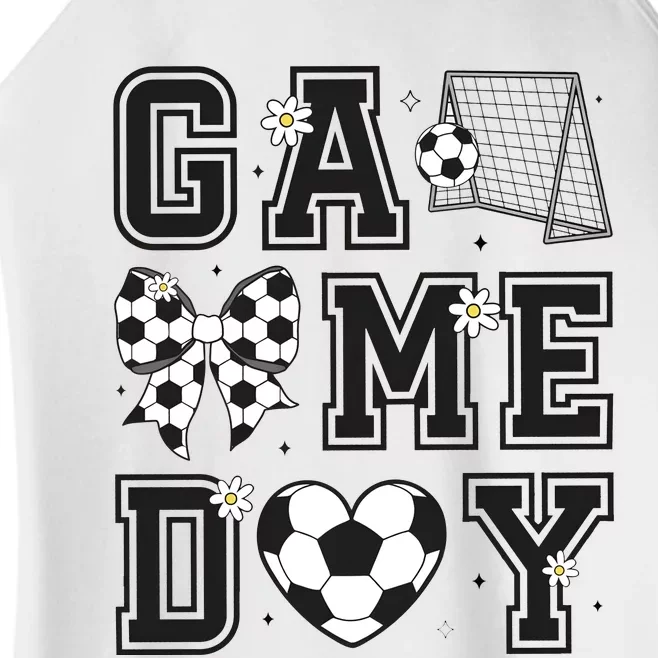 Soccer Game Day Coquette Bow Women’s Perfect Tri Rocker Tank