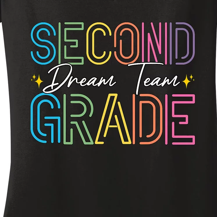 Second Grade Dream Team Teacher Student Back To School Women's V-Neck T-Shirt