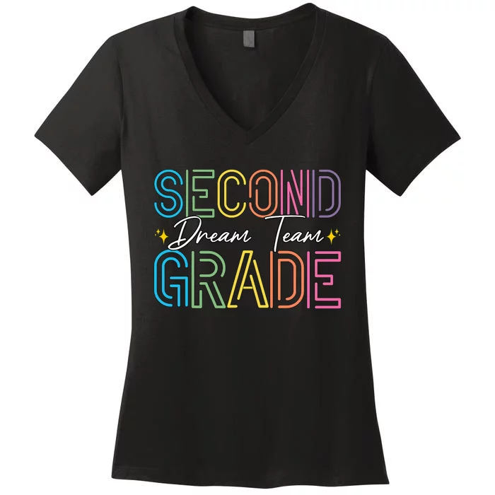 Second Grade Dream Team Teacher Student Back To School Women's V-Neck T-Shirt