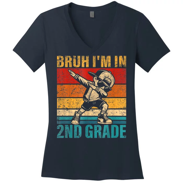 Second Grade Dabbing Boy Bruh IM In 2nd Grade Student Women's V-Neck T-Shirt