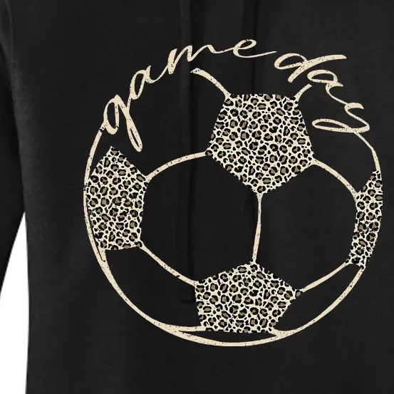 Soccer Game Day Leopard Cheetah Print Soccer Fan Women's Pullover Hoodie