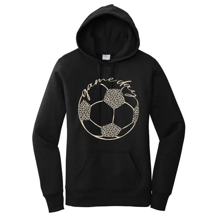 Soccer Game Day Leopard Cheetah Print Soccer Fan Women's Pullover Hoodie