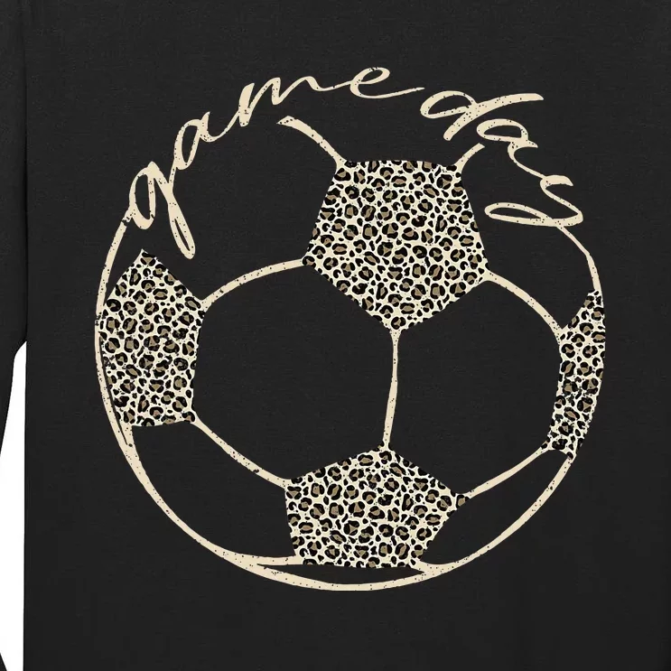 Soccer Game Day Leopard Cheetah Print Soccer Fan Tall Long Sleeve T-Shirt