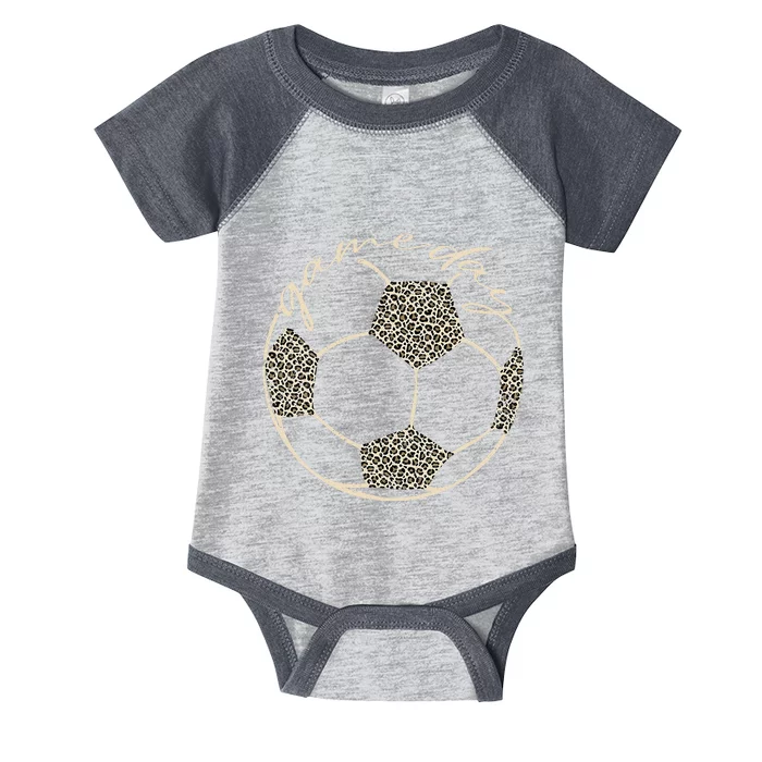 Soccer Game Day Leopard Cheetah Print Soccer Fan Infant Baby Jersey Bodysuit