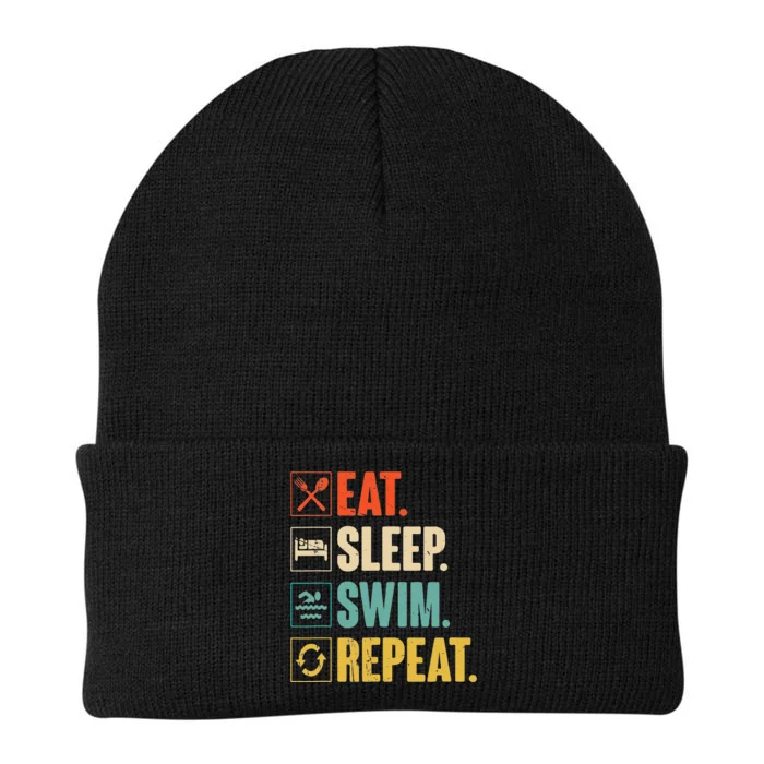 Swimmer Gift Eat Sleep Swim Repeat Swimming Knit Cap Winter Beanie