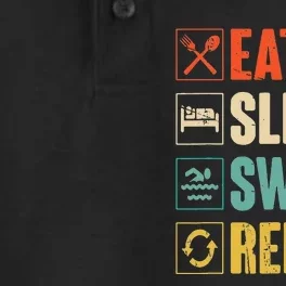 Swimmer Gift Eat Sleep Swim Repeat Swimming Dry Zone Grid Performance Polo