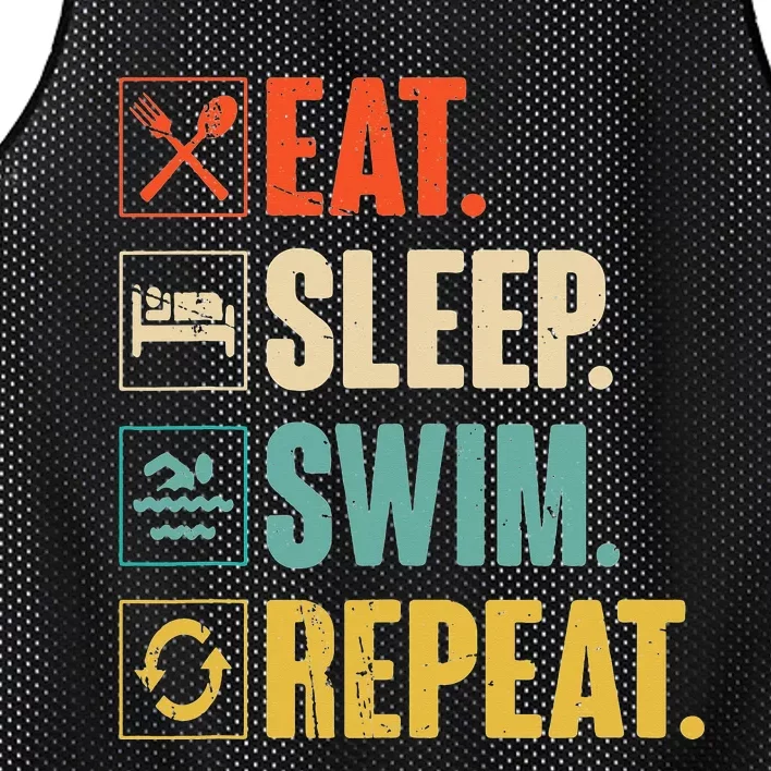 Swimmer Gift Eat Sleep Swim Repeat Swimming Mesh Reversible Basketball Jersey Tank