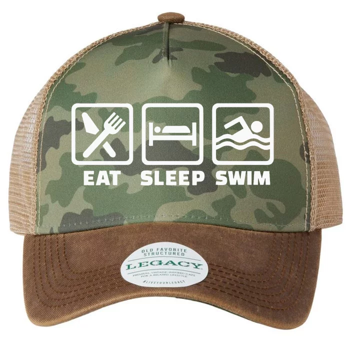 Swimmer Gift Eat Sleep Swim Repeat Swimming Legacy Tie Dye Trucker Hat