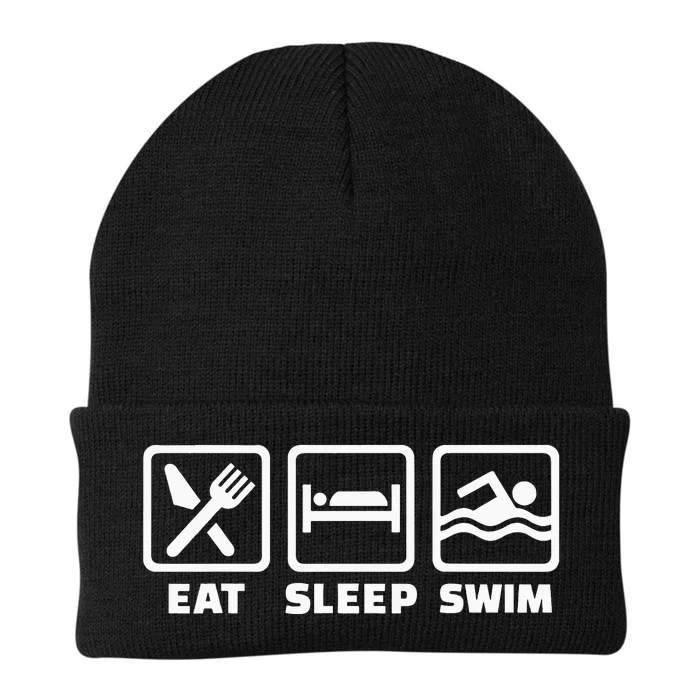 Swimmer Gift Eat Sleep Swim Repeat Swimming Knit Cap Winter Beanie