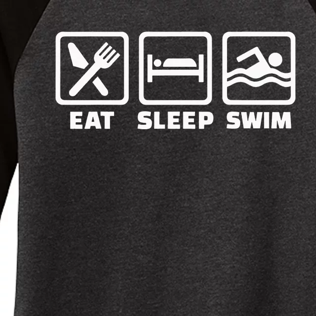 Swimmer Gift Eat Sleep Swim Repeat Swimming Women's Tri-Blend 3/4-Sleeve Raglan Shirt