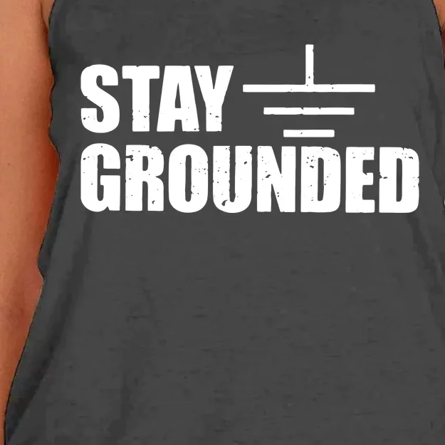 Stay Grounded Electrical Engineering Joke Women's Knotted Racerback Tank