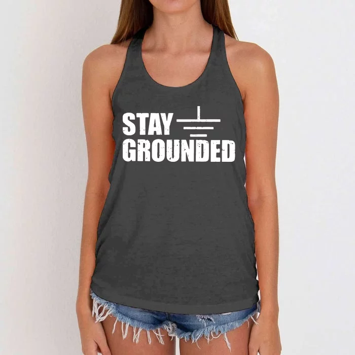 Stay Grounded Electrical Engineering Joke Women's Knotted Racerback Tank