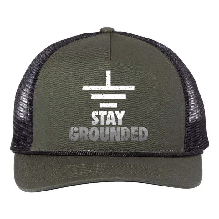 Stay Grounded Electrical Engineering Symbol Engineers Joke Retro Rope Trucker Hat Cap