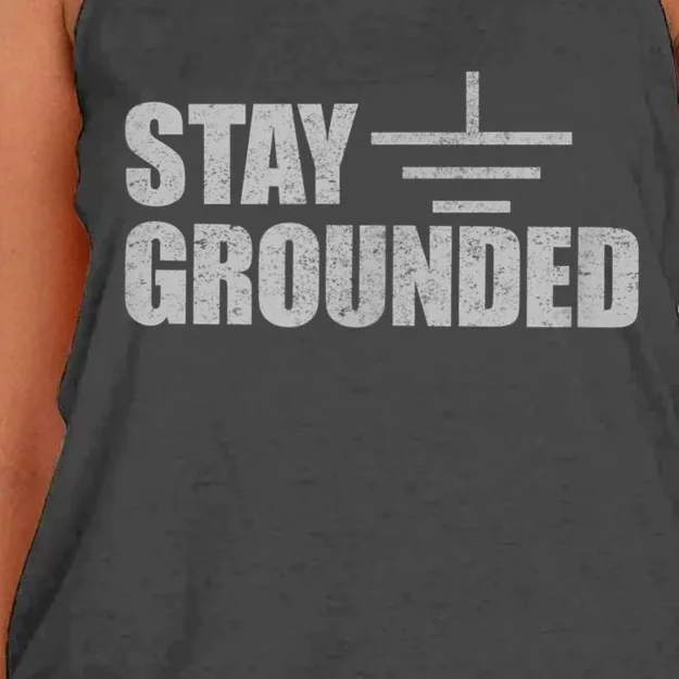 Stay Grounded Electrical Engineering Joke Women's Knotted Racerback Tank