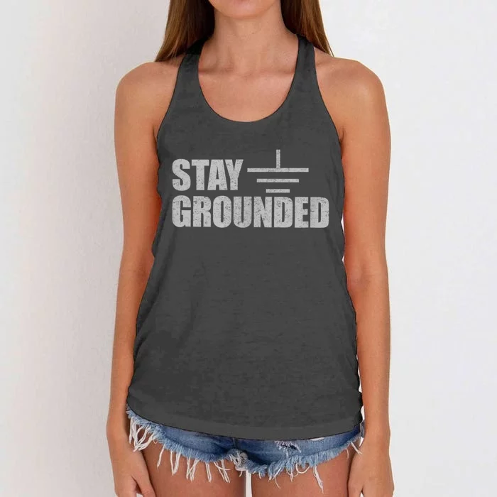 Stay Grounded Electrical Engineering Joke Women's Knotted Racerback Tank