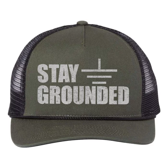 Stay Grounded Electrical Engineering Joke Retro Rope Trucker Hat Cap